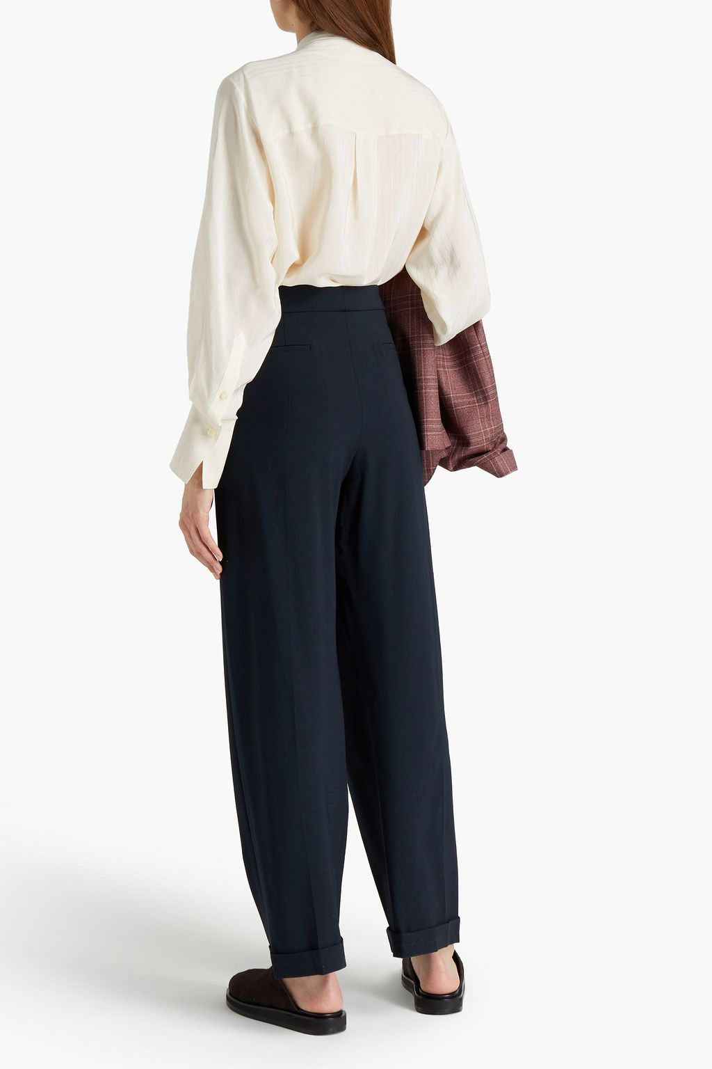 CHLOÉ Pleated wool-blend straight-leg pants