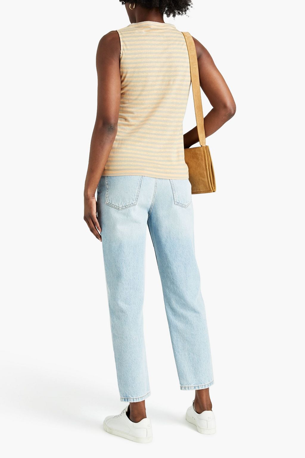 FABIANA FILIPPI Embellished striped linen-blend jersey tank