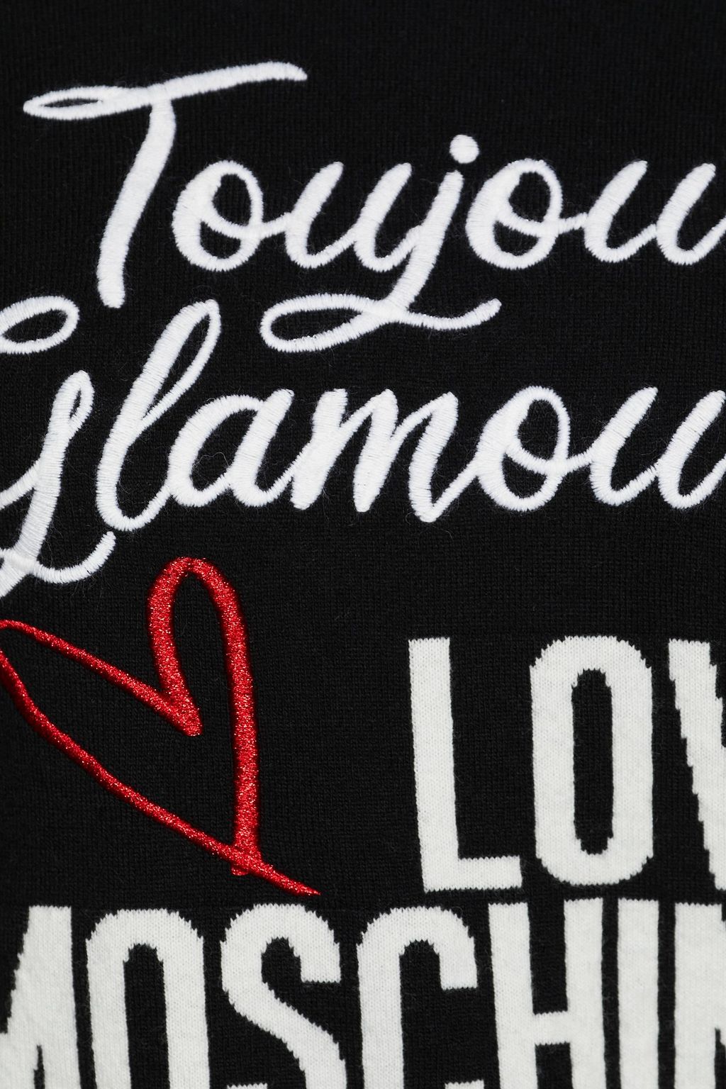 LOVE MOSCHINO Embroidered intarsia-knit wool-blend sweater