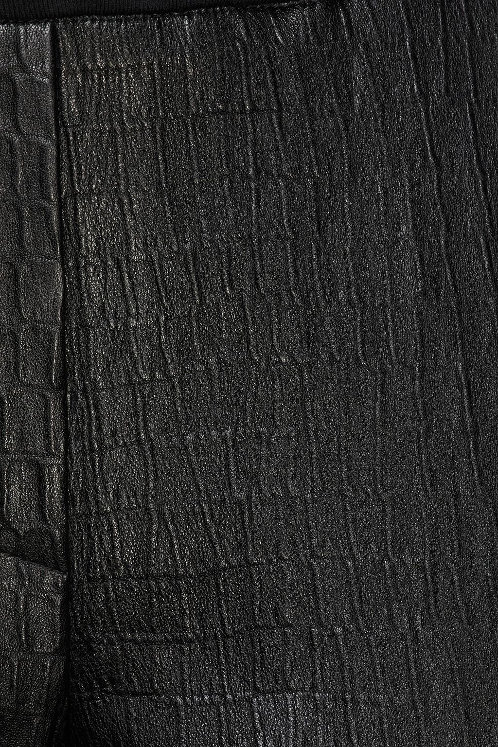 BRUNELLO CUCINELLI Croc-effect leather tapered pants