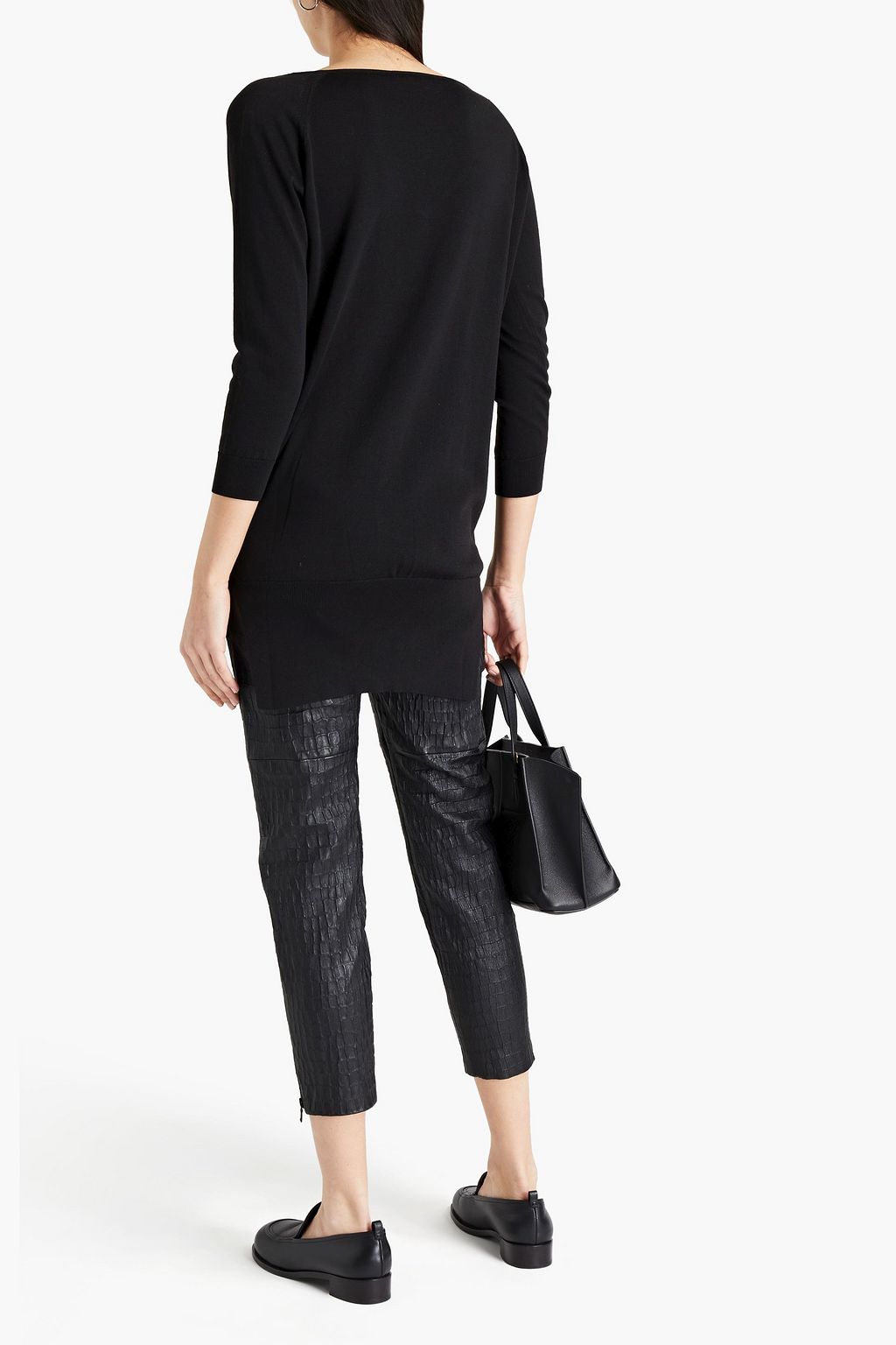 BRUNELLO CUCINELLI Croc-effect leather tapered pants
