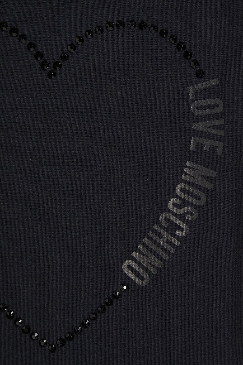 LOVE MOSCHINO Crystal-embellished printed stretch-cotton jersey T-shirt