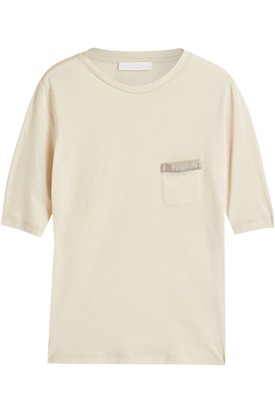 Fabiana Filippi Woman Bead-embellished Cotton-jersey T-shirt Ecru Size 46