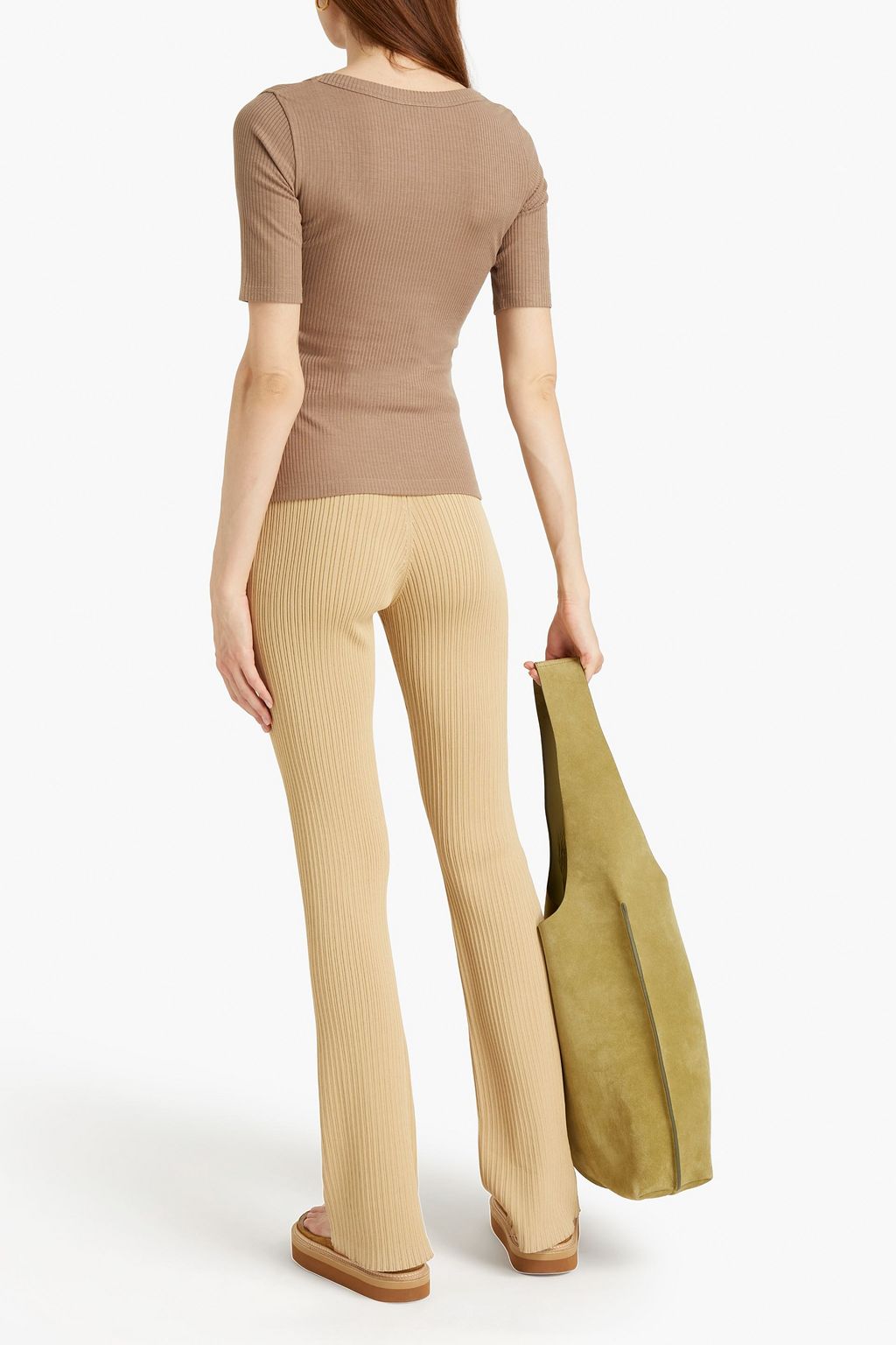NINETY PERCENT Stretch-Tencel ribbed-jersey top