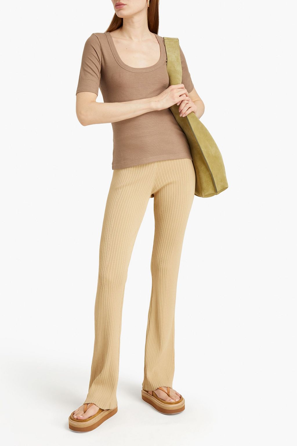 NINETY PERCENT Stretch-Tencel ribbed-jersey top