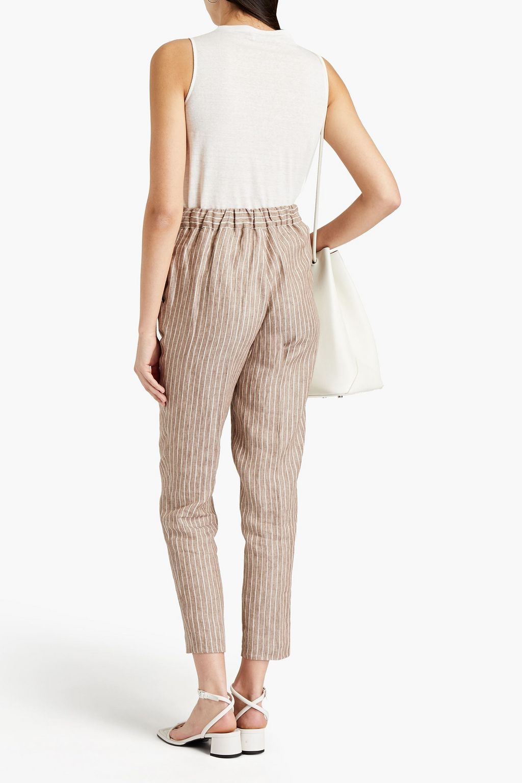FABIANA FILIPPI Embellished slub linen-blend jersey top