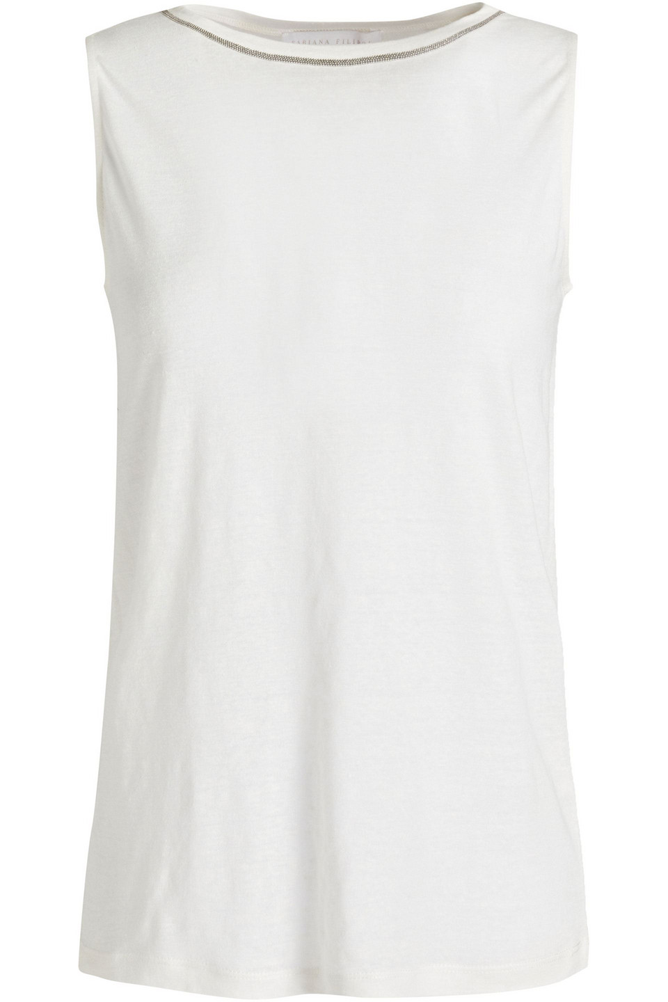 Fabiana Filippi Woman Embellished Slub Linen-blend Jersey Top Off-white Size 36