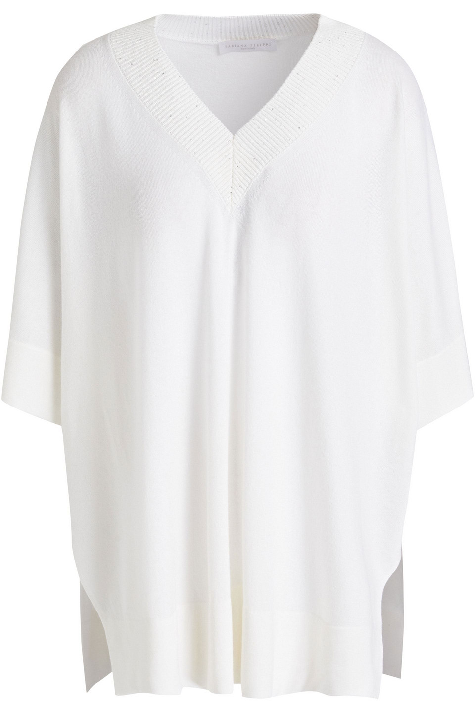 Fabiana Filippi Woman Sequin-embellished Two-tone Cashmere Sweater Off-white Size L