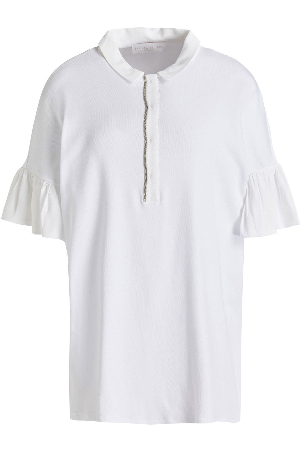 Fabiana Filippi Woman Bead-embellished Stretch-cotton Jersey Top White Size 46