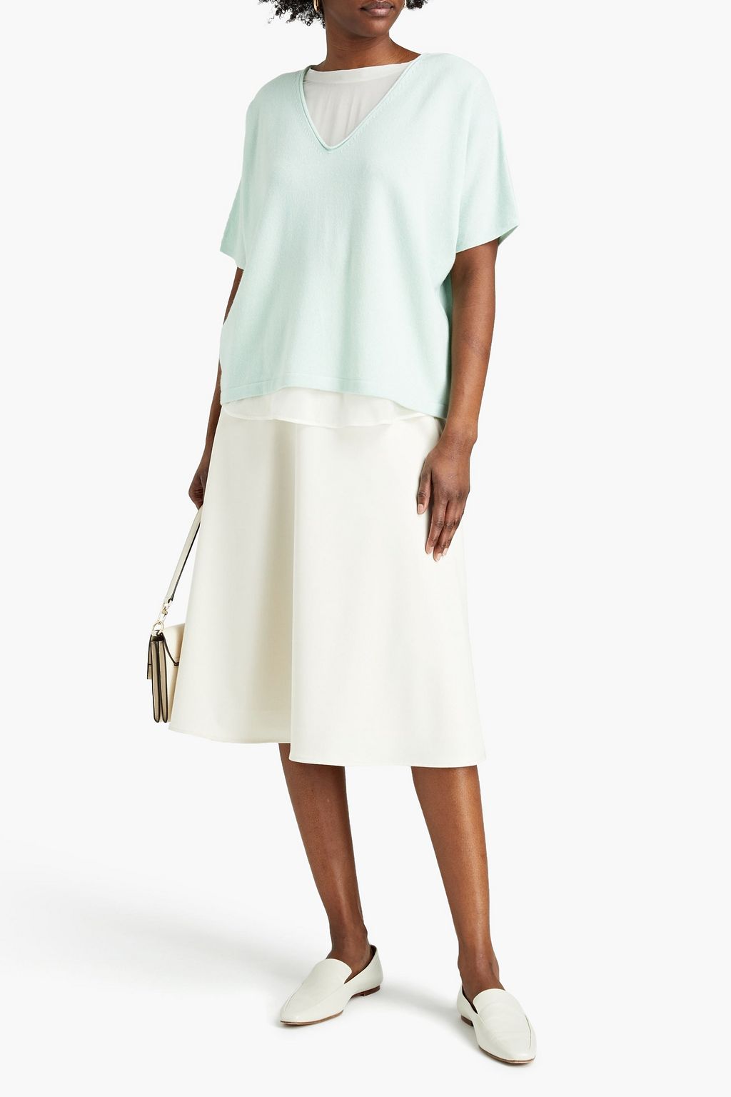 FABIANA FILIPPI Chiffon-paneled cashmere sweater