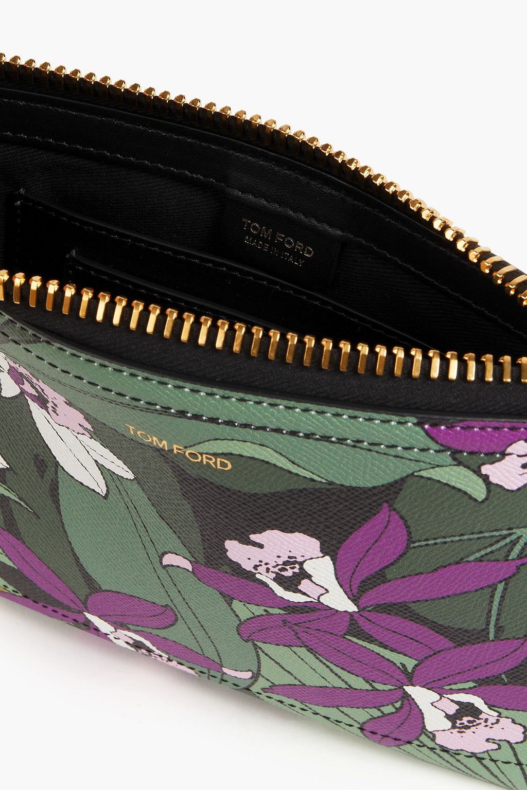 TOM FORD Floral-print textured-leather pouch