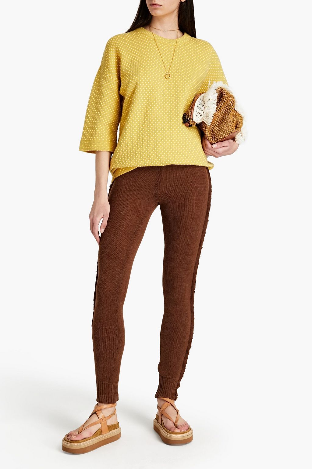 CHLOÉ Jacquard-knit wool and cashmere-blend top