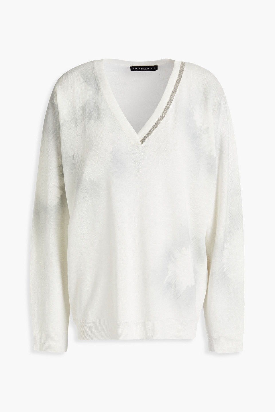 Fabiana Filippi Woman Printed Linen And Cotton-blend Sweater Off-white Size 44