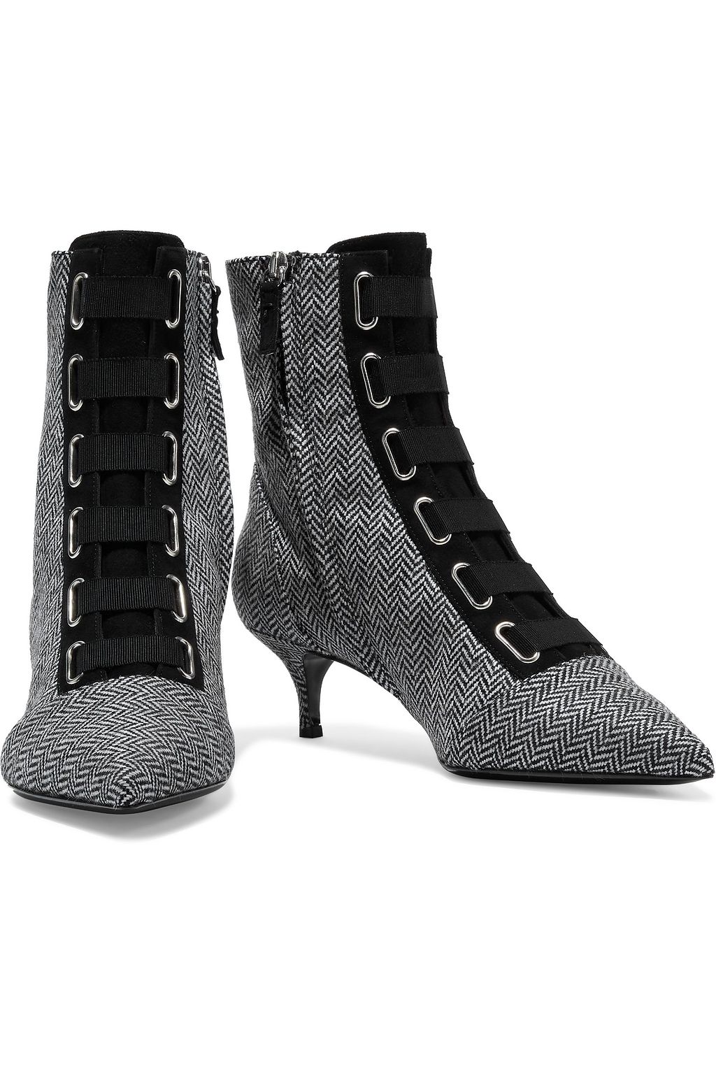 TABITHA SIMMONS Quin lace-up herringbone wool ankle boots