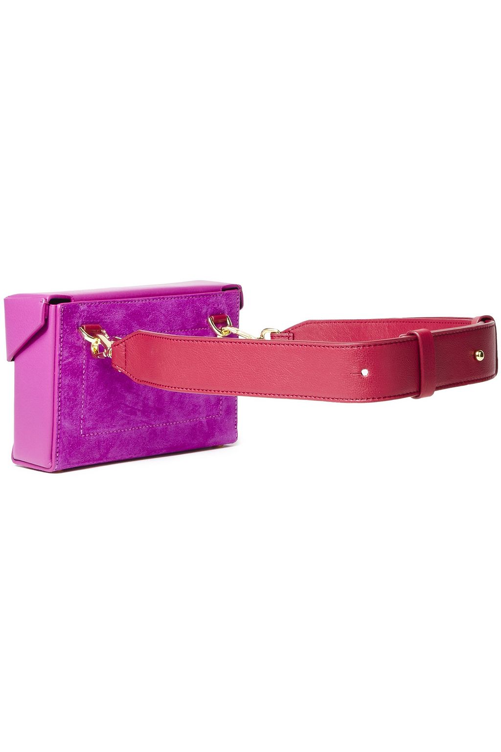 YUZEFI Lola color-block suede and textured-leather belt bag