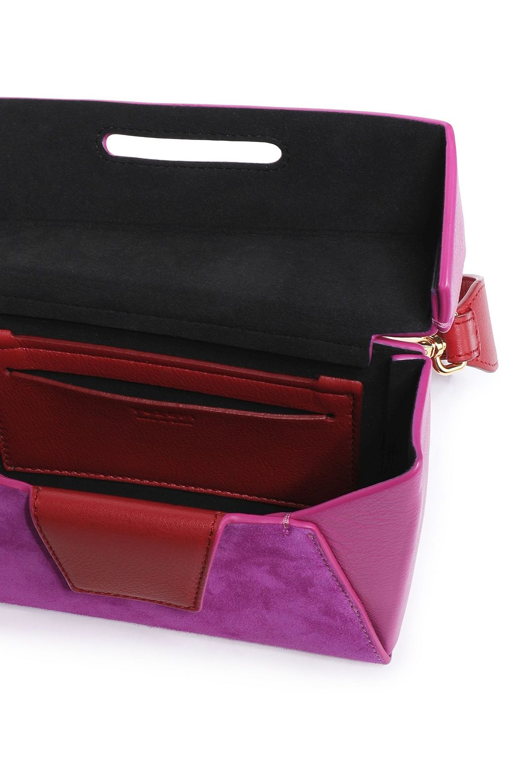 YUZEFI Lola color-block suede and textured-leather belt bag