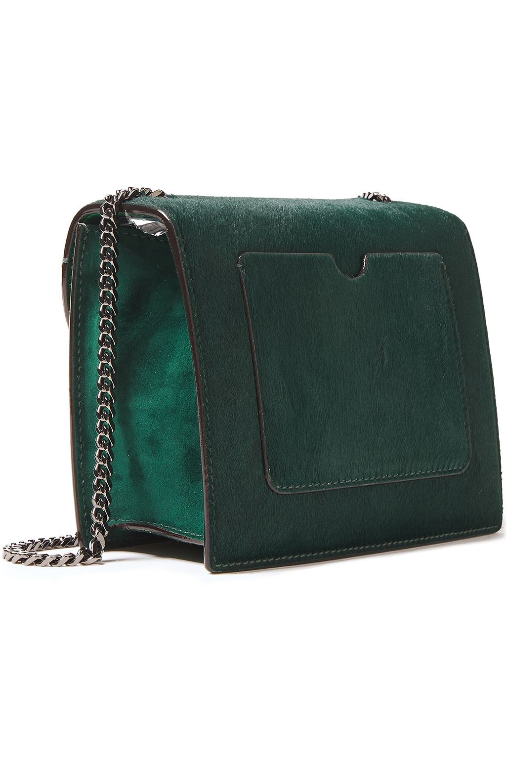 OSCAR DE LA RENTA Floral-appliquéd calf hair shoulder bag