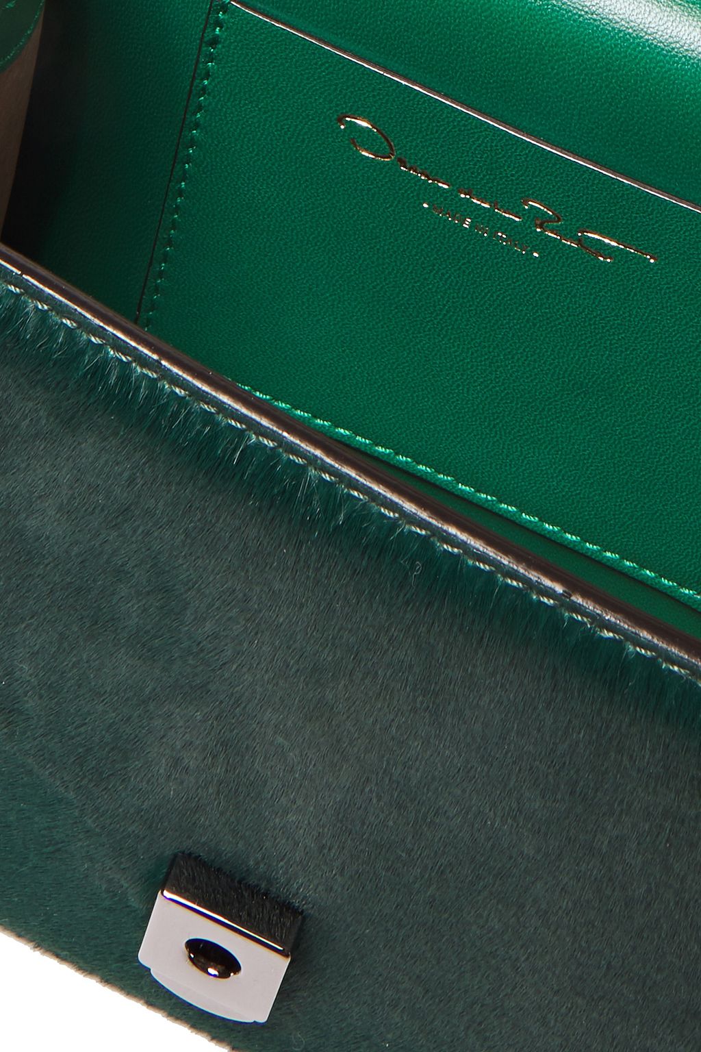 OSCAR DE LA RENTA Floral-appliquéd calf hair shoulder bag