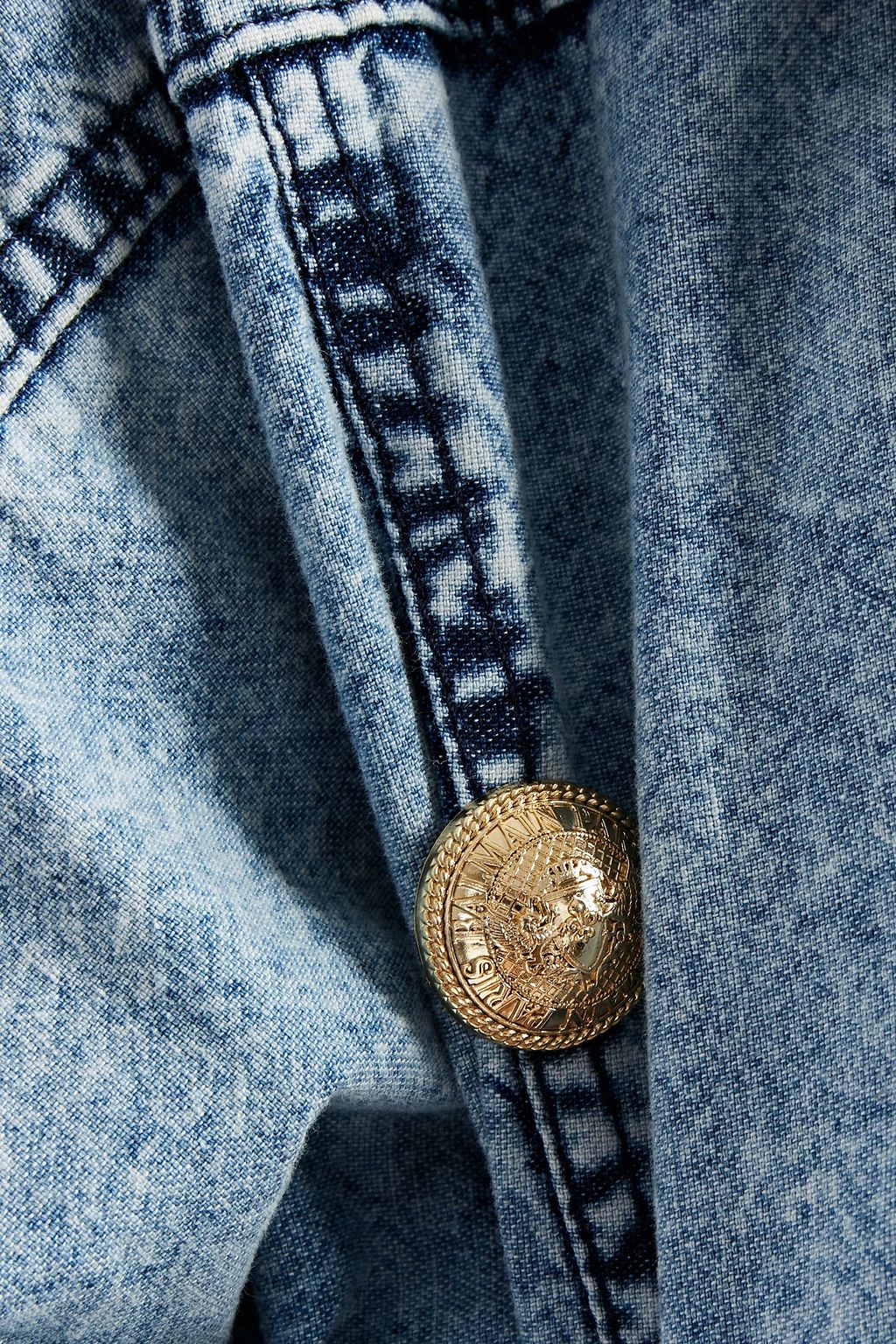 BALMAIN Acid wash denim playsuit