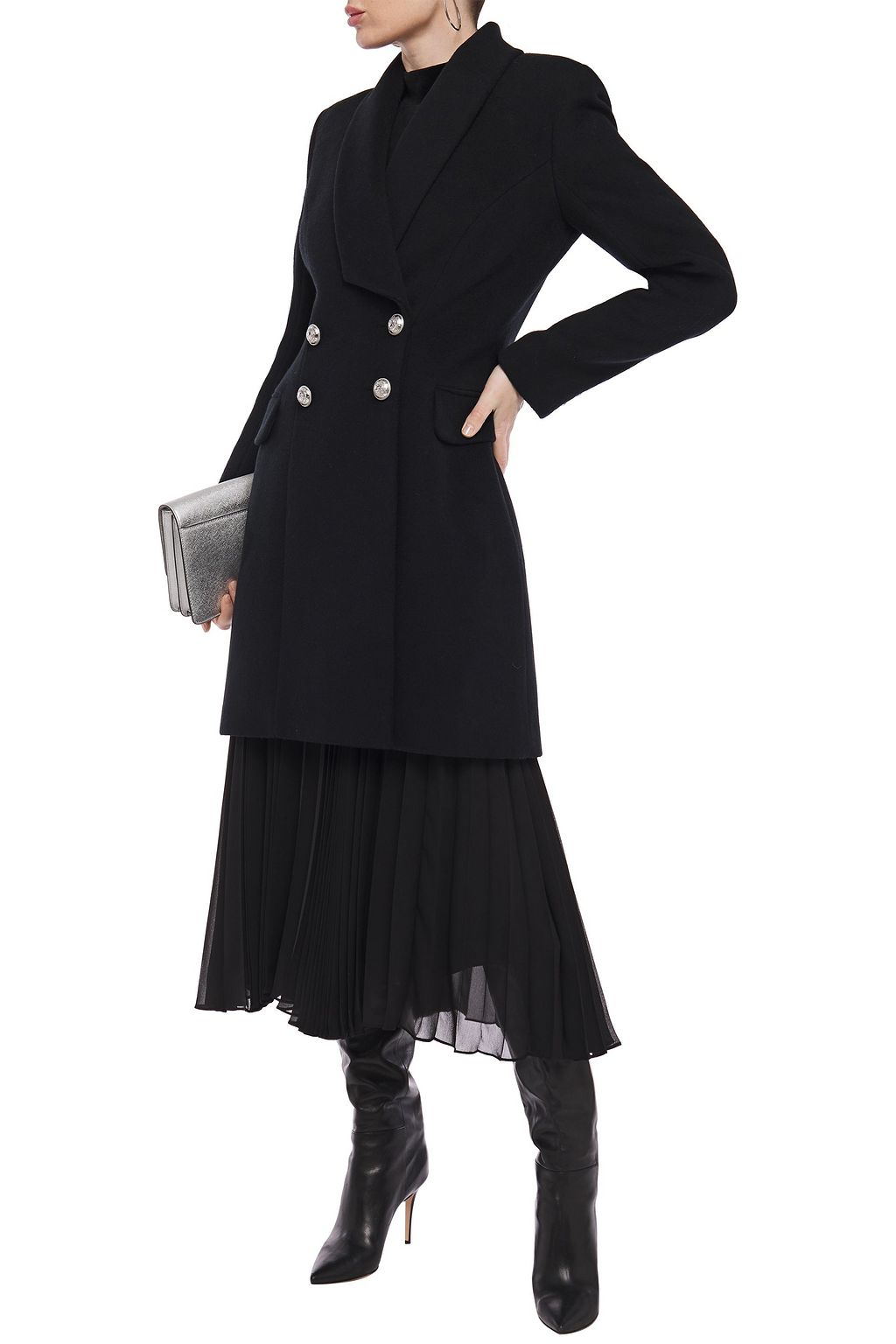 BALMAIN Double-breasted wool and cashmere-blend felt coat