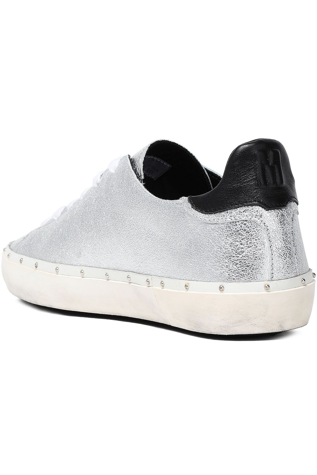 REBECCA MINKOFF Laser-cut smooth and metallic textured-leather sneakers
