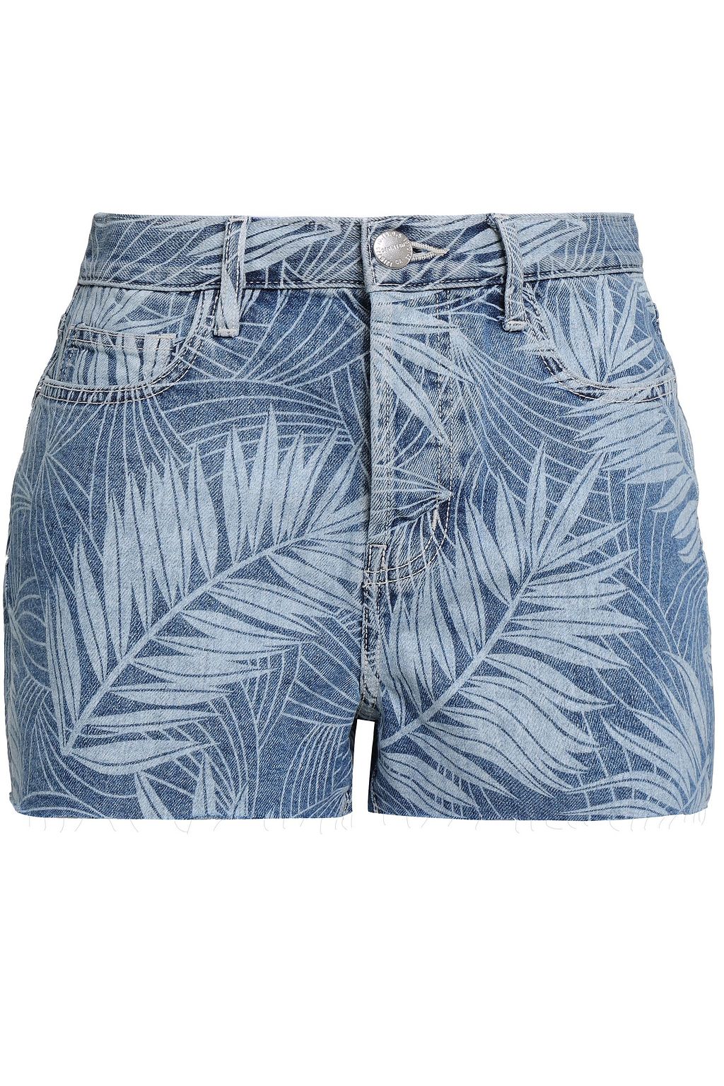 printed denim shorts