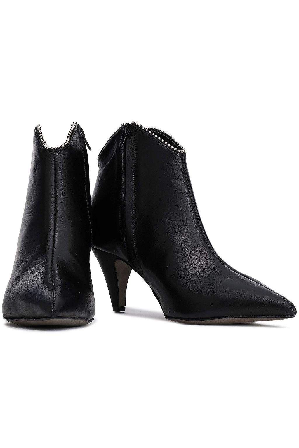 REBECCA MINKOFF Chain-embellished leather ankle boots