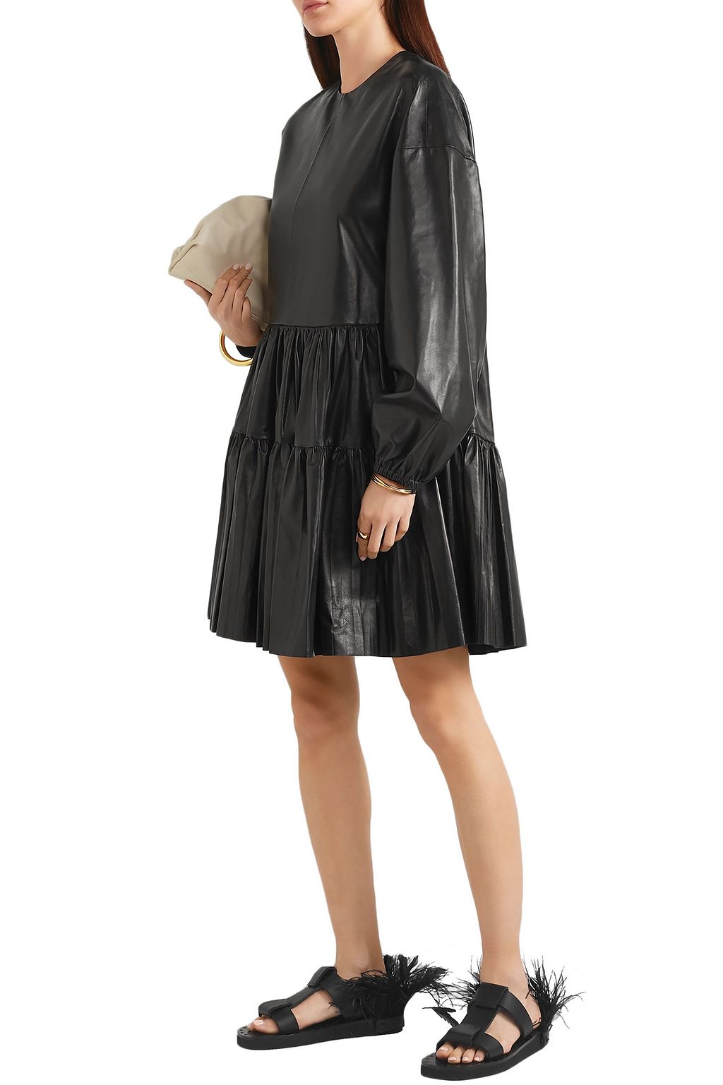 VALENTINO GARAVANI Tiered leather dress