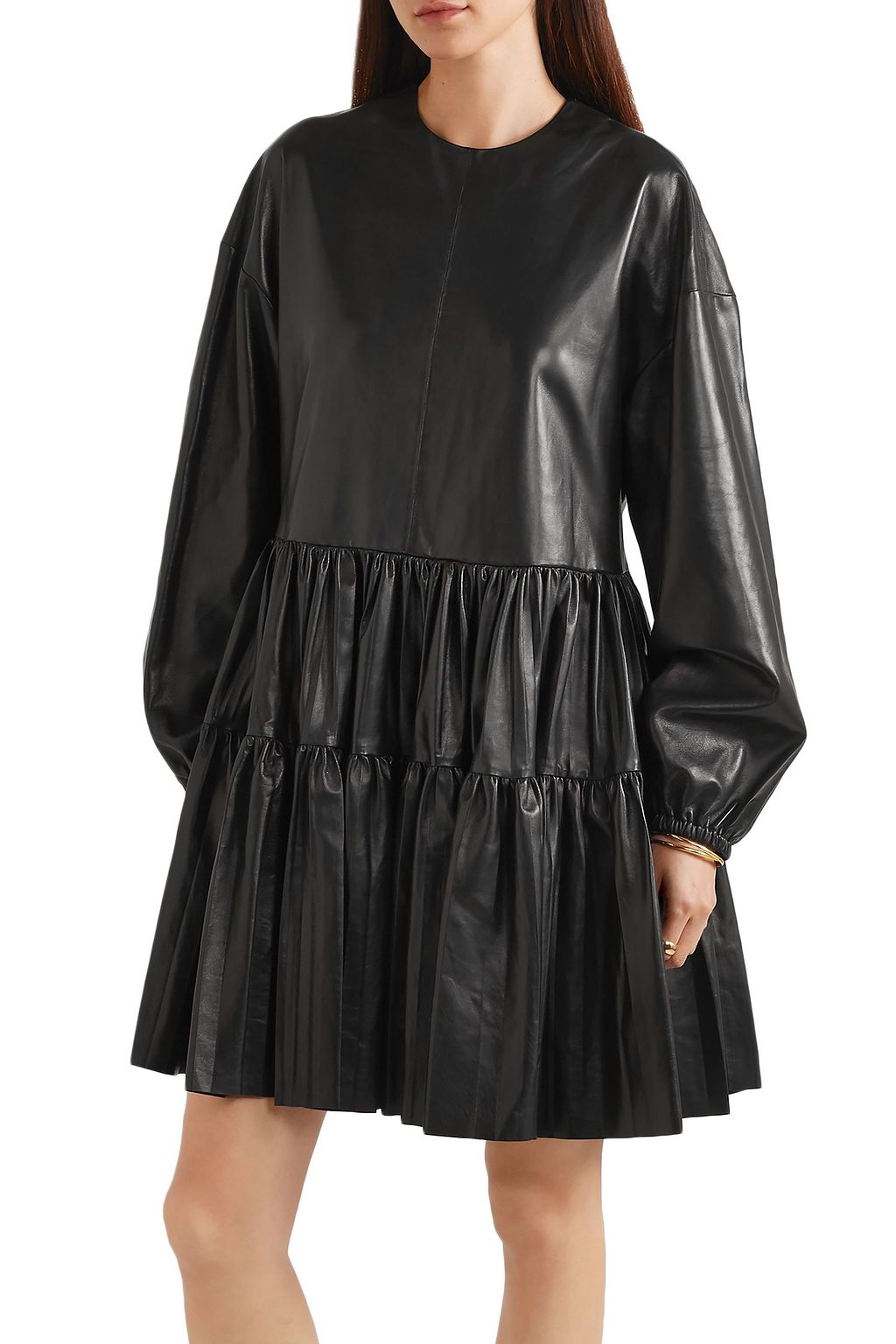 VALENTINO GARAVANI Tiered leather dress