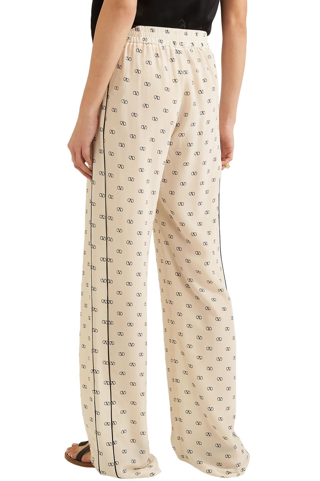 VALENTINO GARAVANI Piped printed silk crepe de chine pants