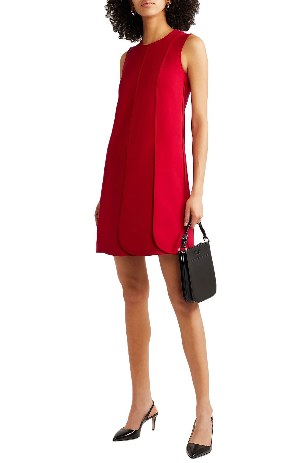 VALENTINO GARAVANI Pleated wool-blend crepe mini dress