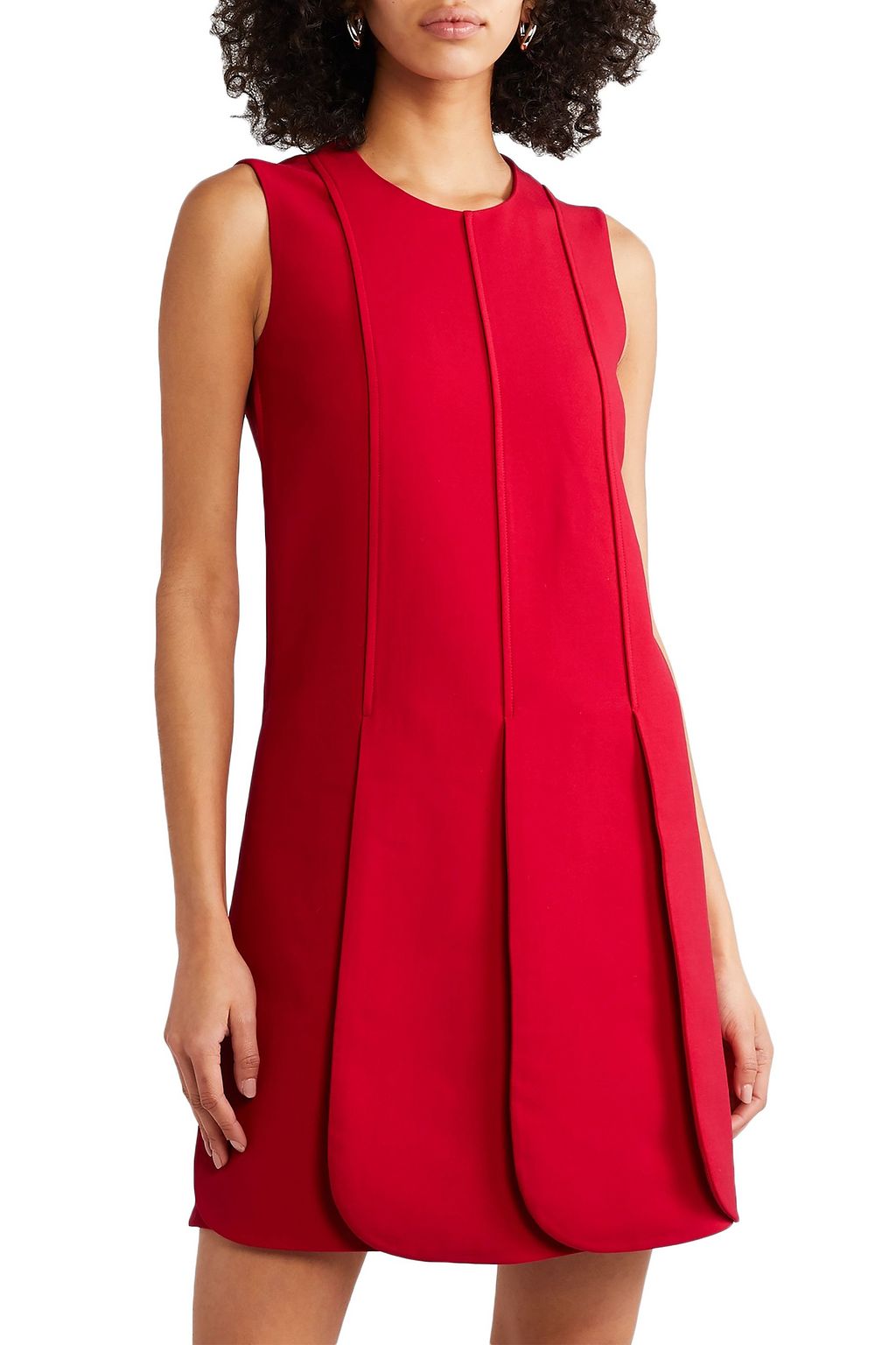 VALENTINO GARAVANI Pleated wool-blend crepe mini dress