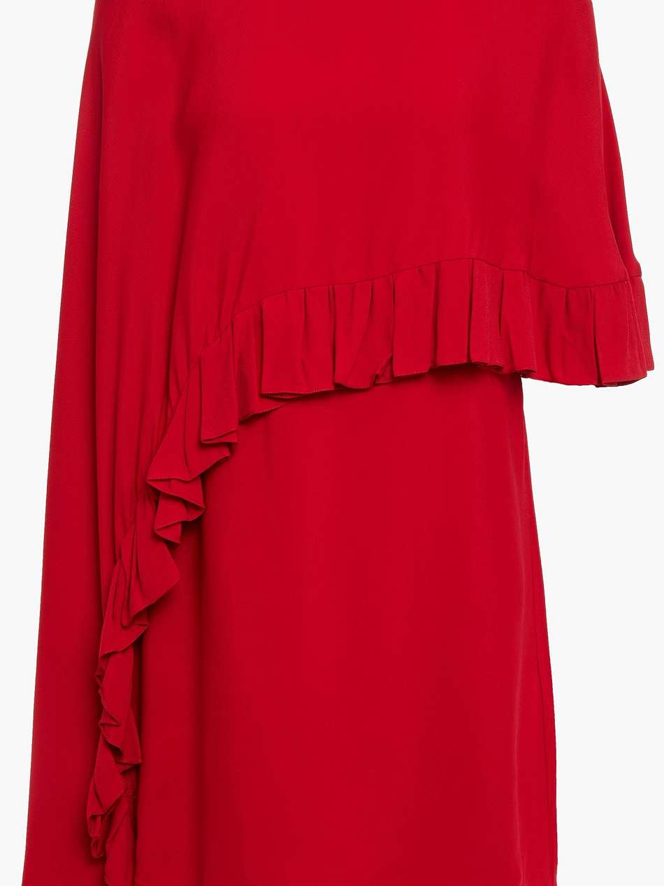 layered ruffled crepe mini dress