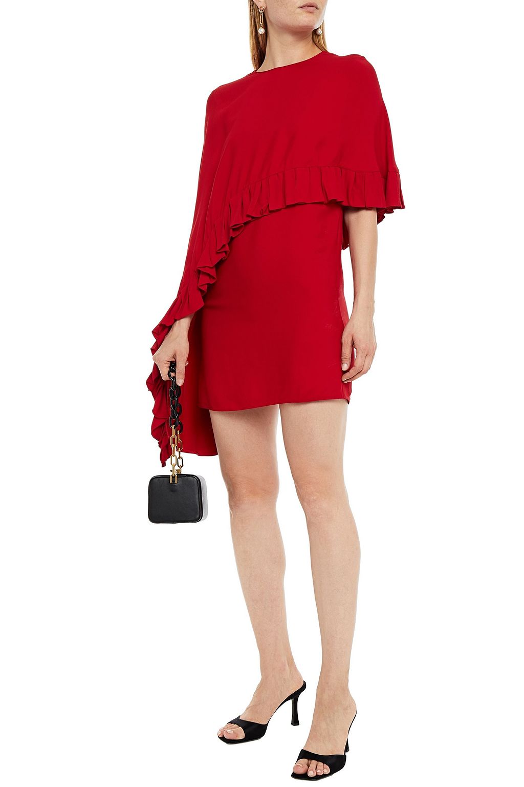VALENTINO GARAVANI Layered ruffled crepe mini dress