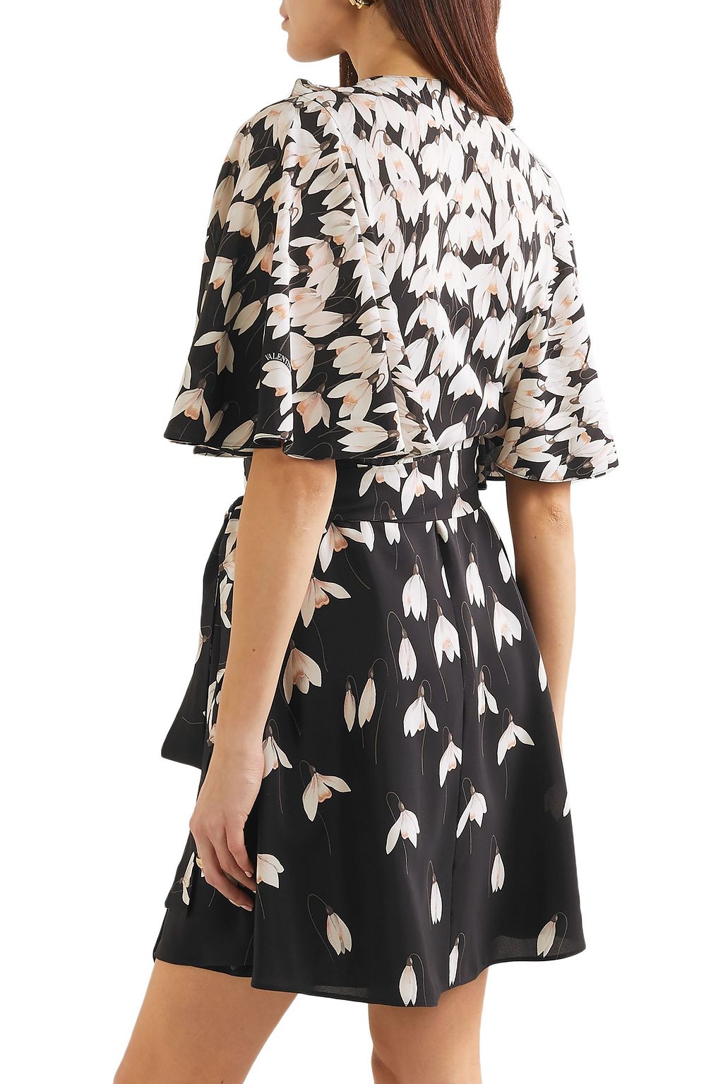 VALENTINO GARAVANI Ruffled floral-print silk crepe de chine mini wrap dress
