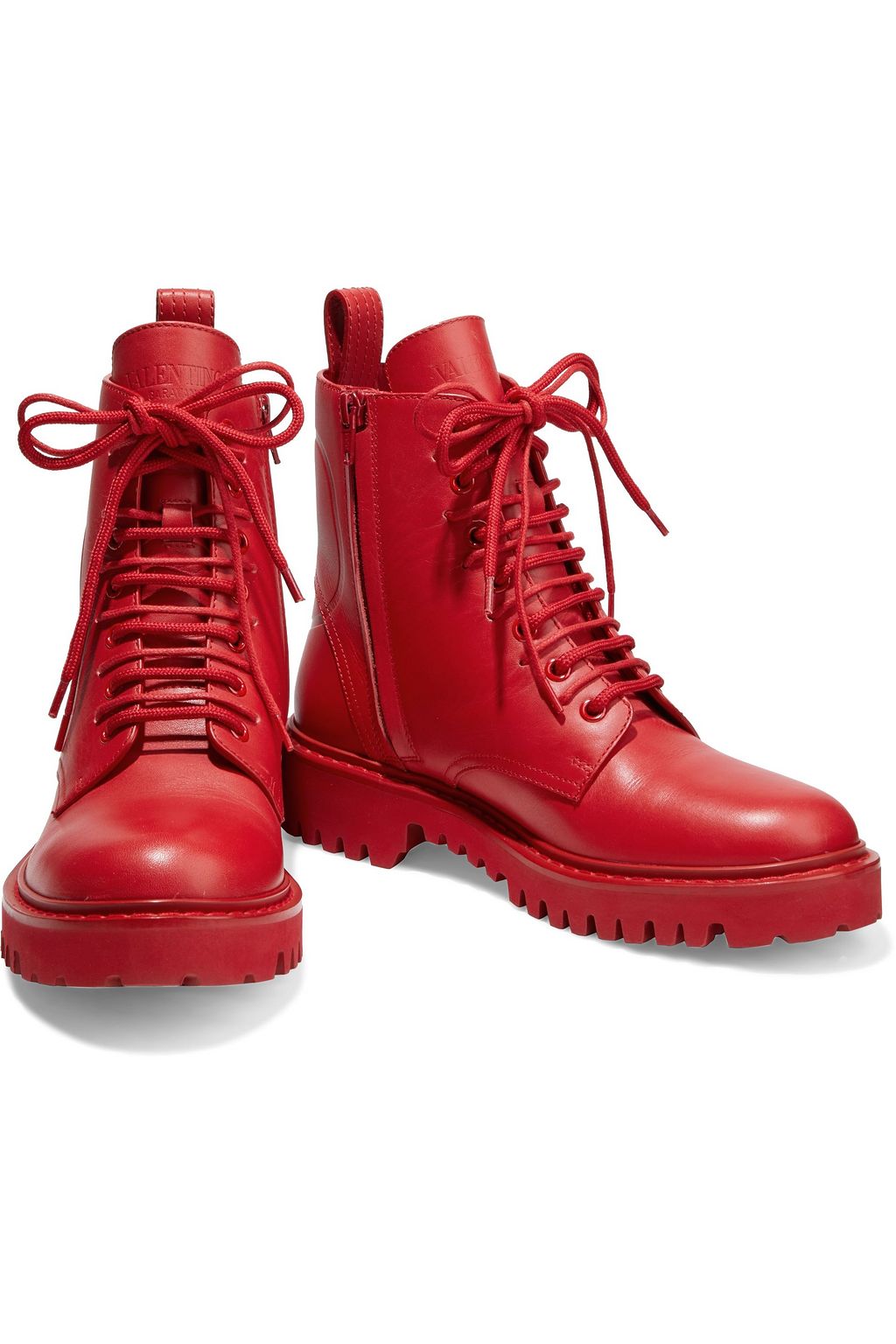 VALENTINO GARAVANI VLOGO embossed leather combat boots