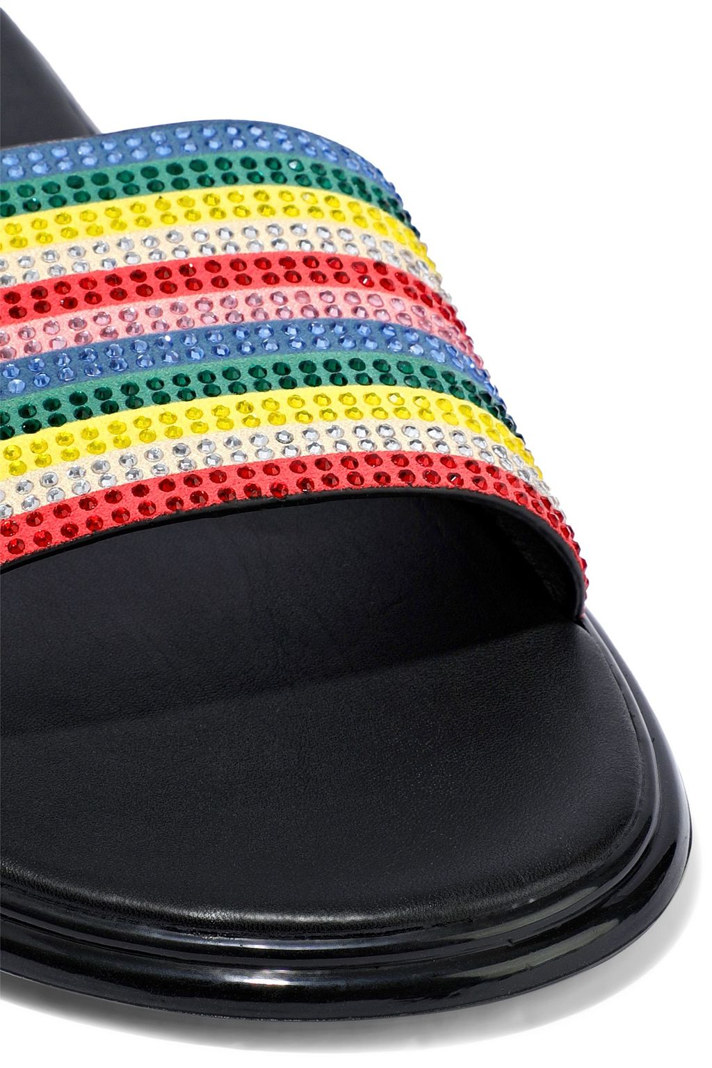 ALICE + OLIVIA Tami crystal striped leather slides