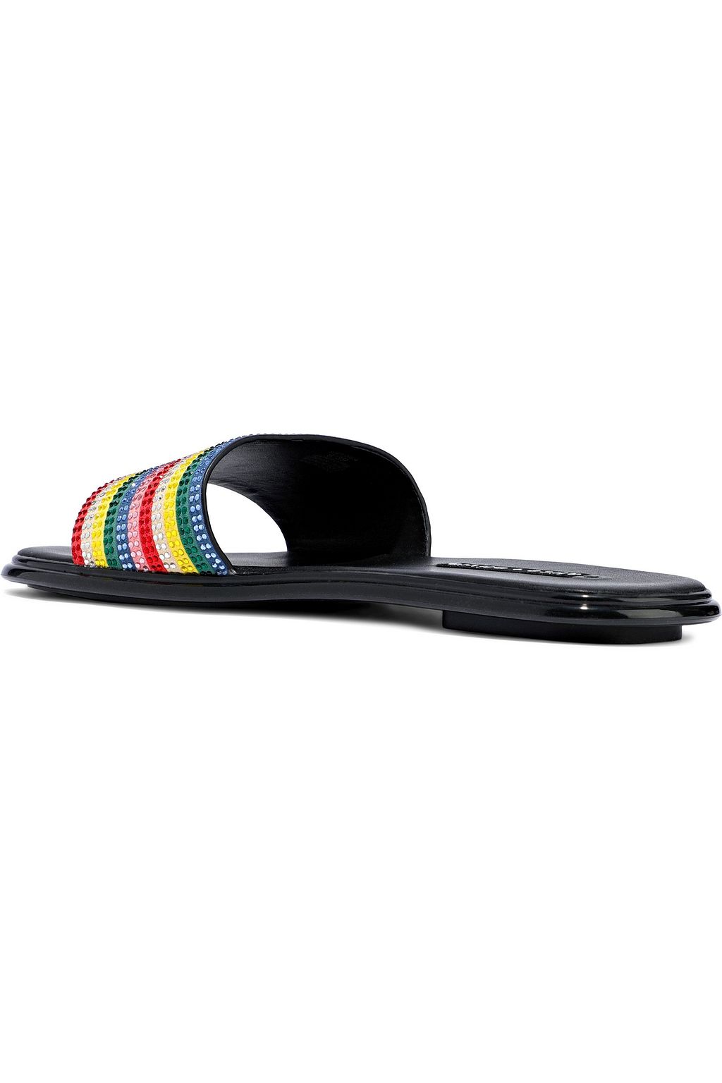 ALICE + OLIVIA Tami crystal striped leather slides