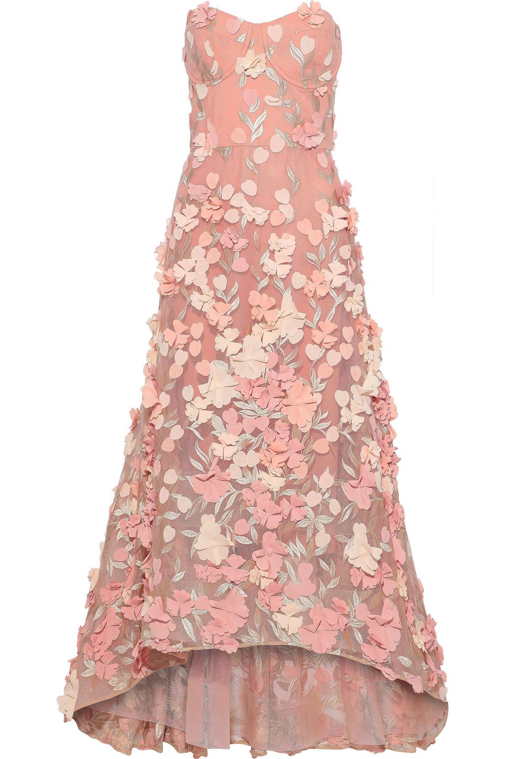 marchesa notte strapless floral dress