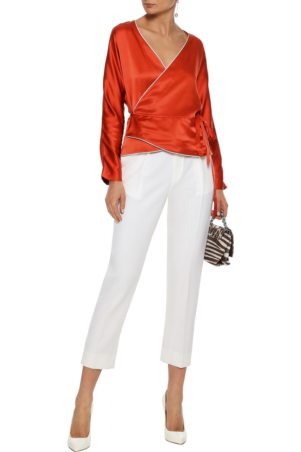 NICHOLAS Silk-charmeuse wrap top