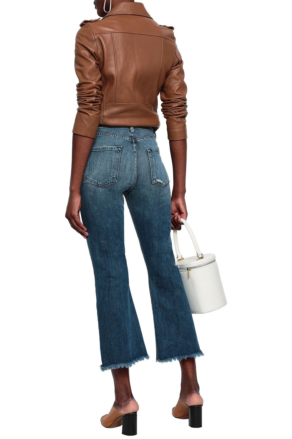 FRAME Le Crop distressed high-rise kick-flare jeans