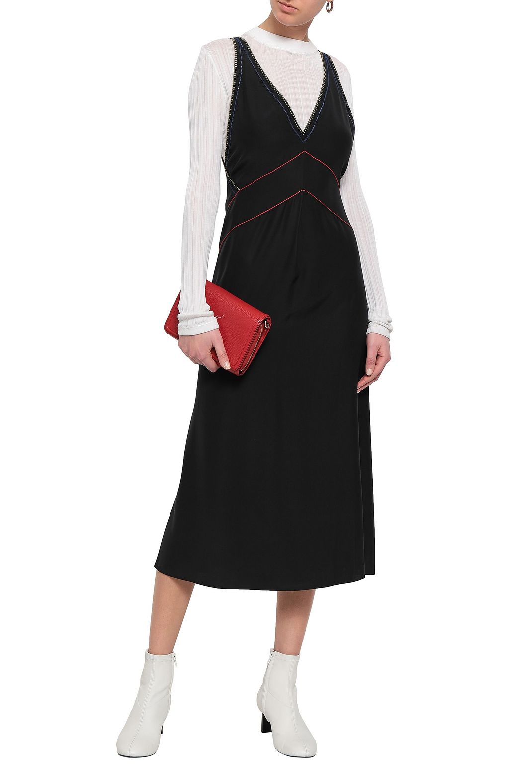 RAG & BONE Lina embroidered silk-charmeuse midi dress