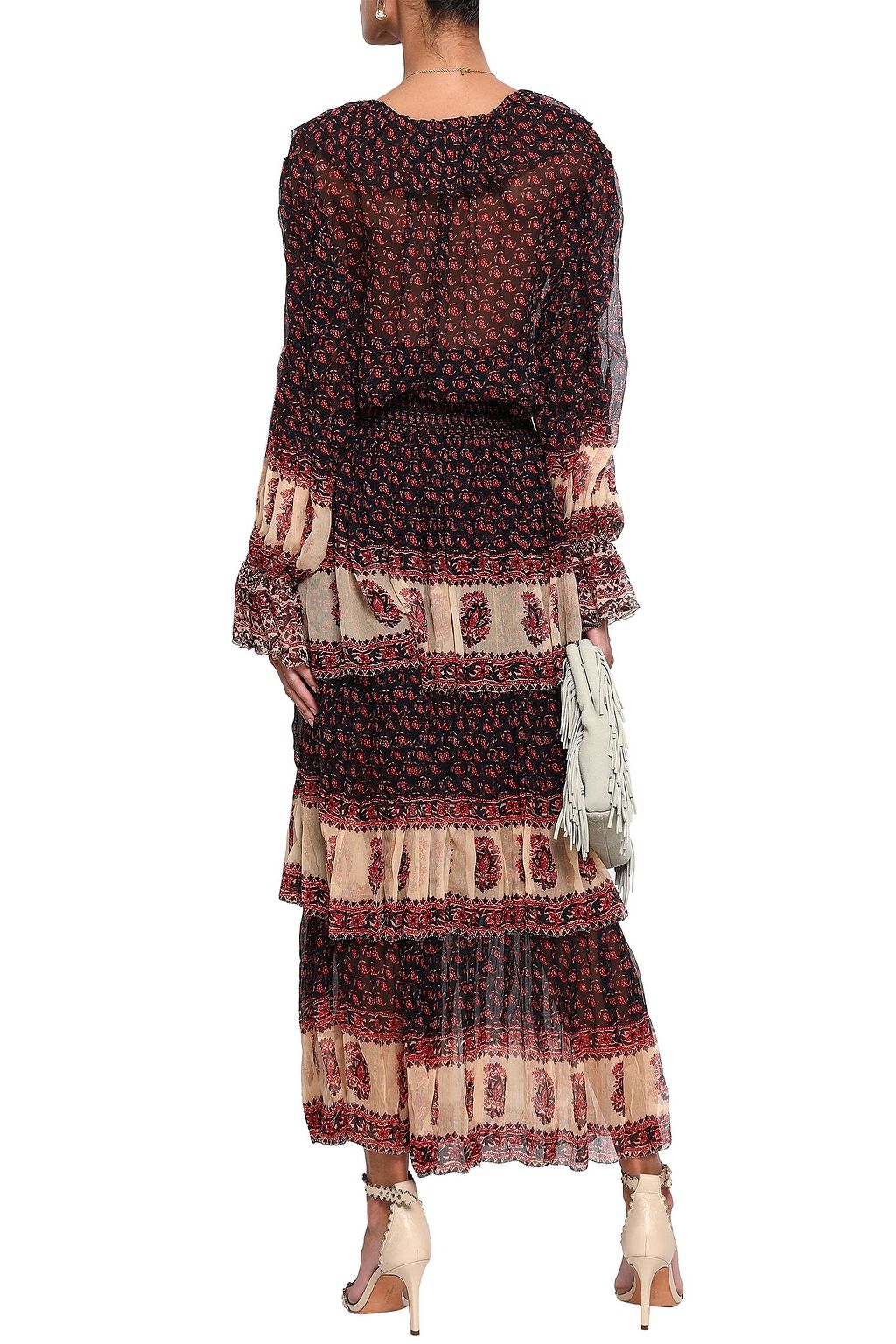 ZIMMERMANN Ruffle-trimmed printed silk-georgette blouse