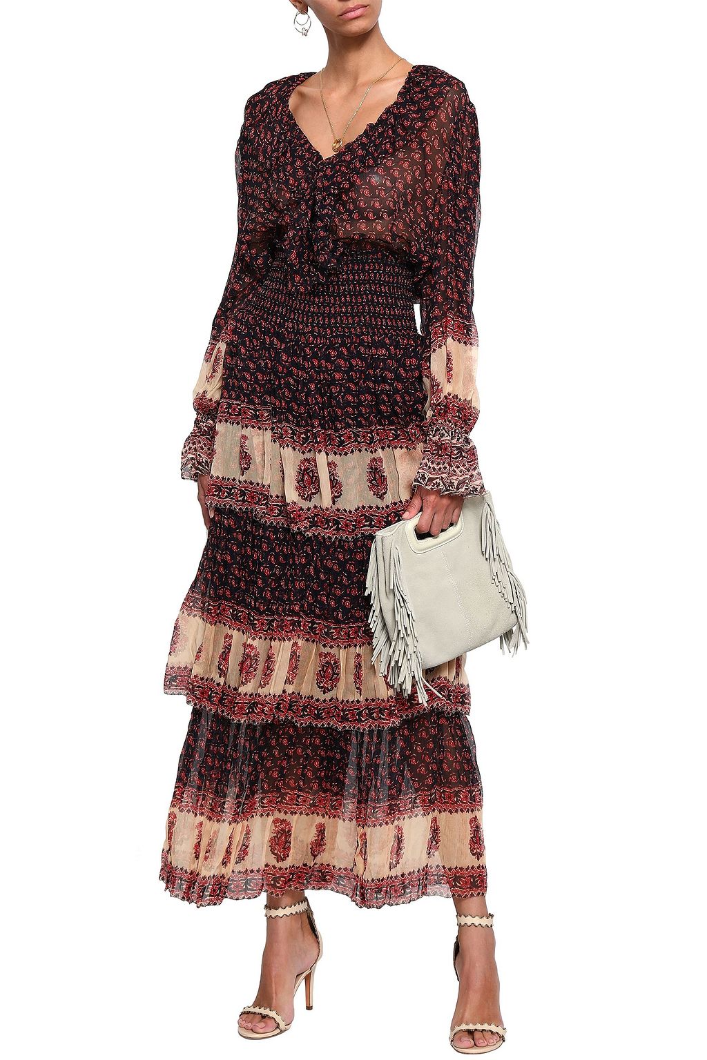 ZIMMERMANN Ruffle-trimmed printed silk-georgette blouse