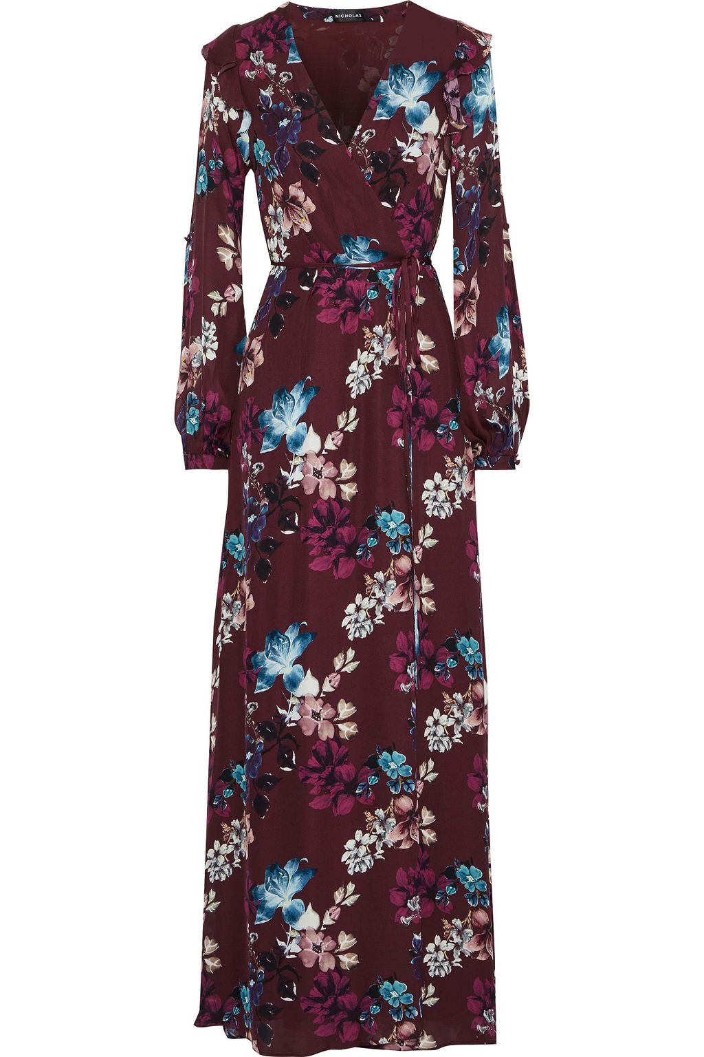 floral silk wrap dress