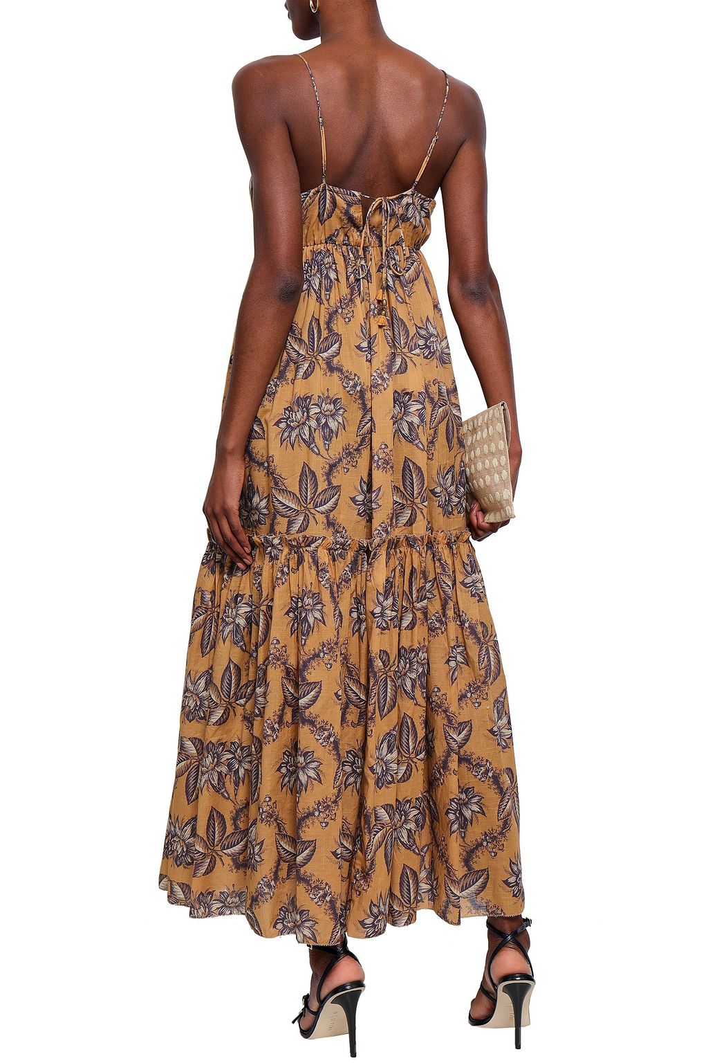 ZIMMERMANN Gathered floral-print cotton maxi dress