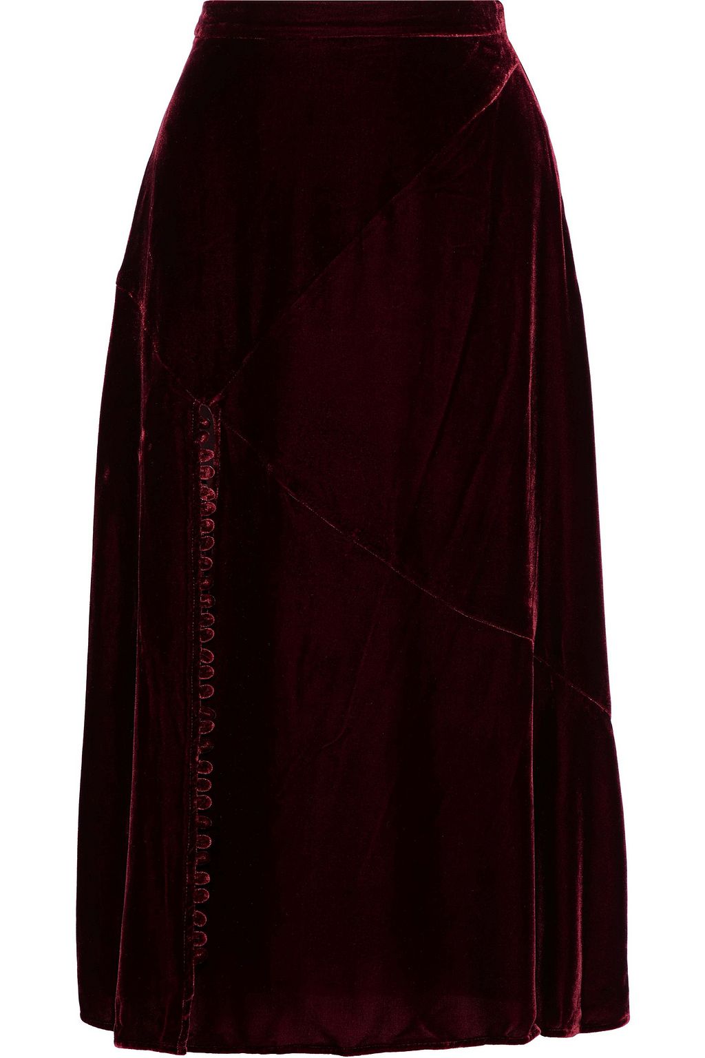 velvet midi skirt
