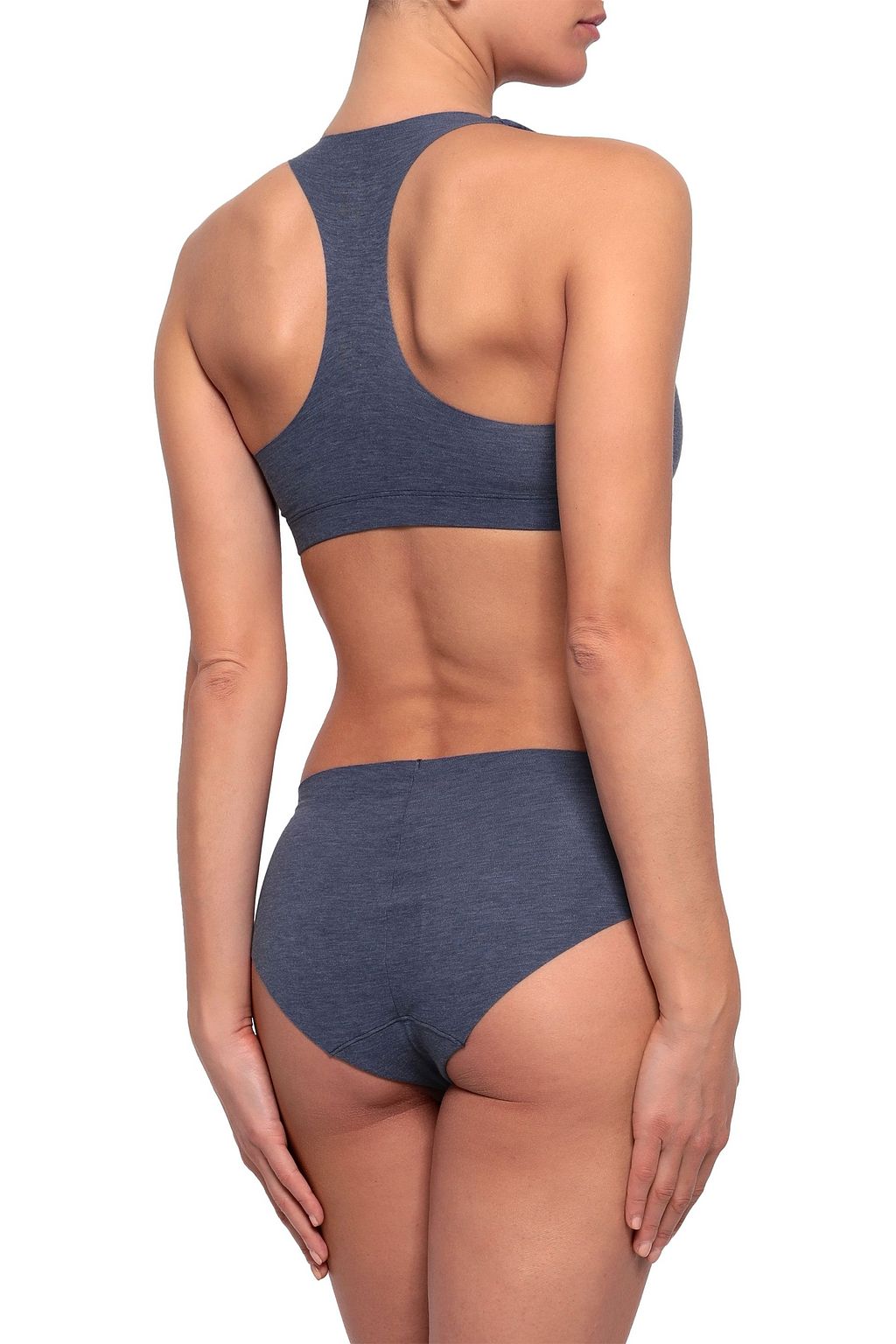 COMMANDO Mélange stretch-cotton jersey mid-rise briefs