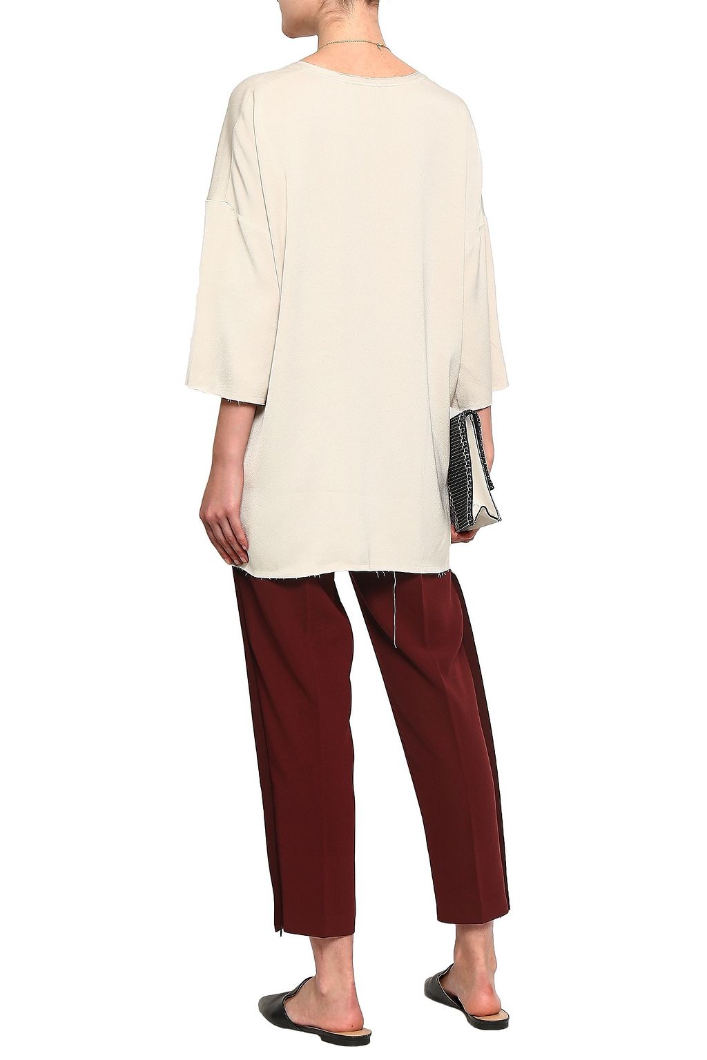 AMERICAN VINTAGE Oversized distressed satin-crepe top