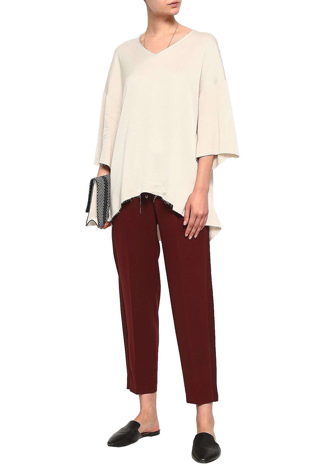 AMERICAN VINTAGE Oversized distressed satin-crepe top
